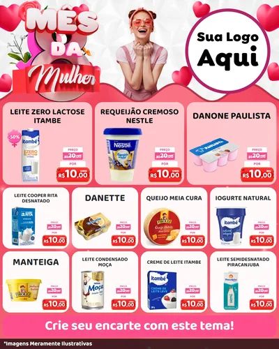 Modelo de Rede Social para Feed Instagram com o tema Mês da Mulher para Frios e Laticínios