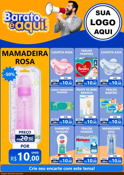Modelo de Encarte para Encarte A4 Vertical com o tema Barato é aqui para Bebês
