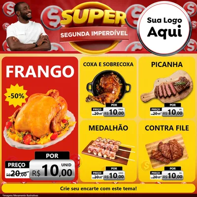 Modelo de Rede Social para Feed Facebook com o tema Super Segunda Imperdível para Assados