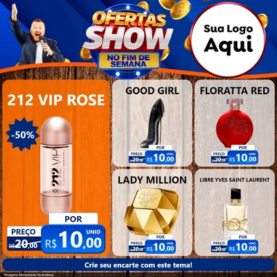 Modelo de Rede Social para Feed Facebook com o tema Ofertas Show No Fim De Semana para Perfumes