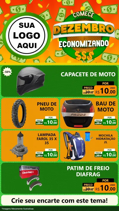 Modelo de TV para TV Vertical com o tema Comece Dezembro Economizando para Moto peças