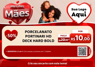 Modelo de Cartaz para Cartaz A4 Horizontal com o tema Mês das Mães para Pisos e revestimentos
