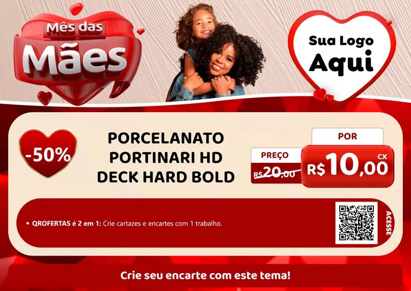Modelo de Cartaz para Cartaz A4 Horizontal com o tema Mês das Mães para Pisos e revestimentos