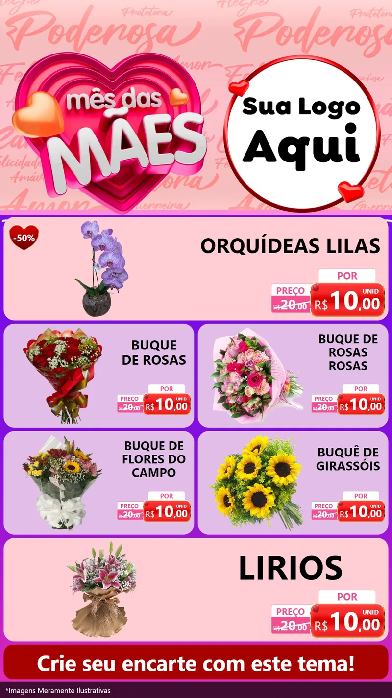 Modelo de TV para TV Vertical com o tema Mês Das Mães para Floricultura e jardim