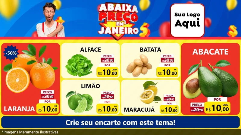 Modelo de TV para TV Horizontal com o tema Abaixa Preço em Janeiro para Hortifrúti