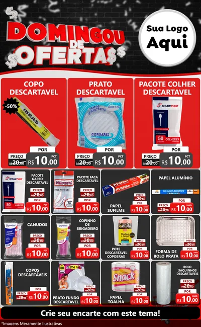Modelo de Encarte para Encarte Grande com o tema Domingou de Ofertas para Embalagens