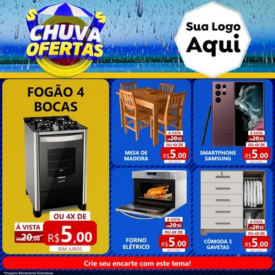 Modelo de Rede Social para Feed Facebook com o tema Chuva de Ofertas para Móveis e Eletro