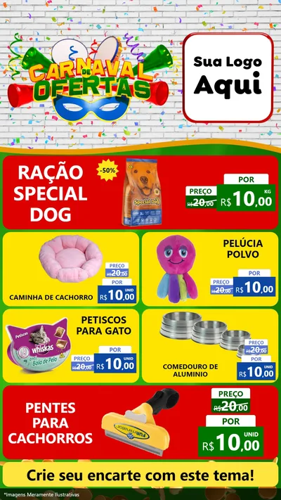 Modelo de TV para TV Vertical com o tema Carnaval de Ofertas para Pet Shop