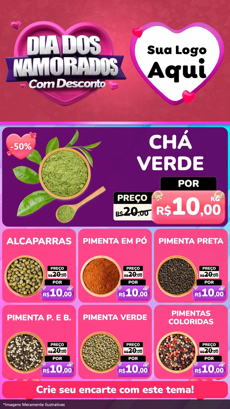 Modelo de Rede Social para Stories com o tema Dia Dos Namorados Com Desconto para Produtos Naturais