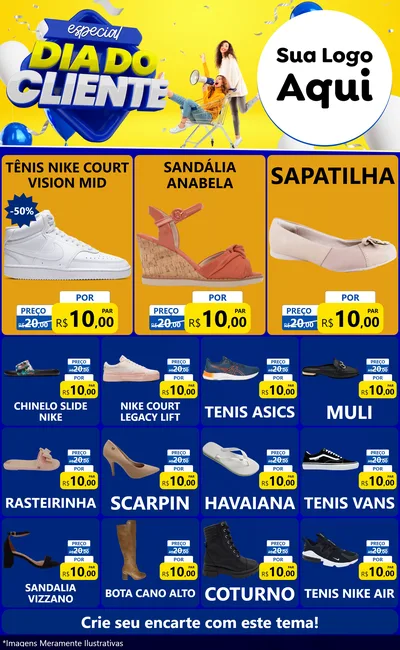 Modelo de Encarte para Encarte Grande com o tema Especial Dia do Cliente para Calçados