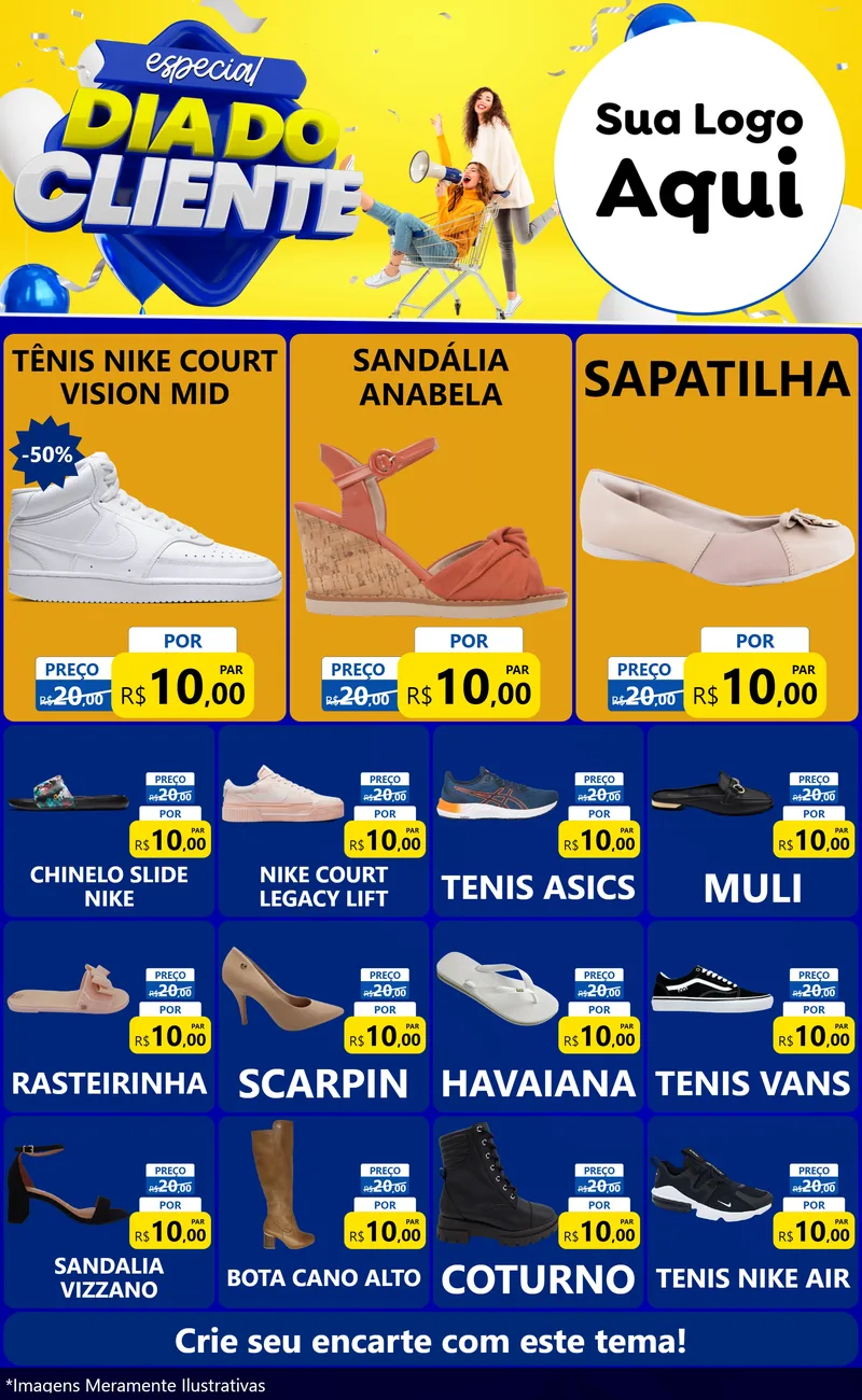 Modelo de Encarte para Encarte Grande com o tema Especial Dia do Cliente para Calçados