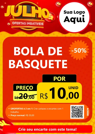 Modelo de Cartaz para Cartaz A4 Vertical com o tema Julho Ofertas Imbatíveis para Artigos Esportivos