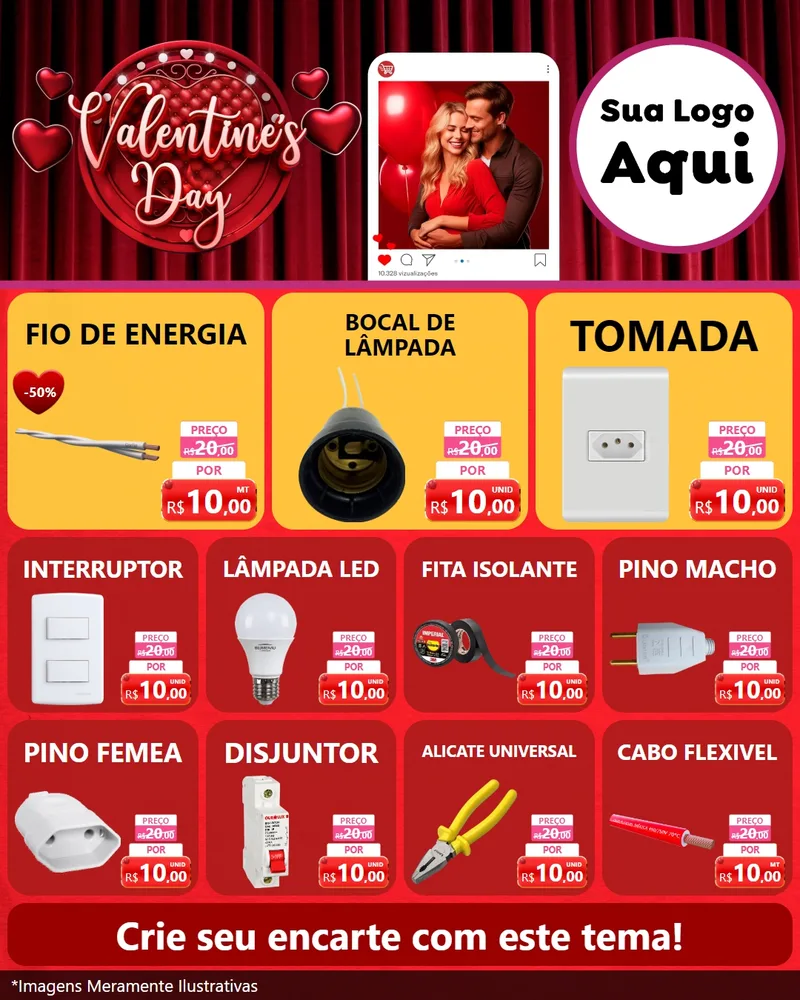Modelo de Rede Social para Feed Instagram com o tema Valentine's Day para Materiais Elétricos