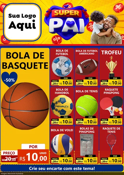 Modelo de Encarte para Encarte A4 Vertical com o tema Super Pai para Artigos Esportivos