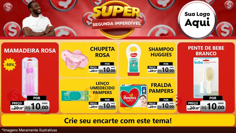 Modelo de TV para TV Horizontal com o tema Super Segunda Imperdível para Bebês