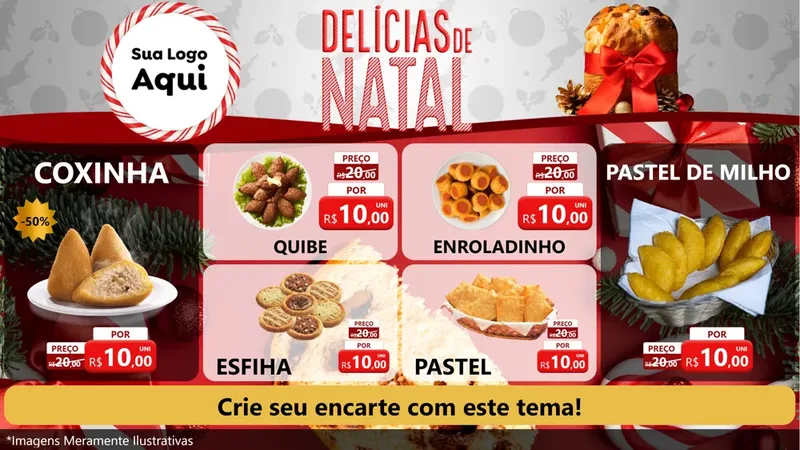 Modelo de TV para TV Horizontal com o tema Delícias de Natal para Salgadaria