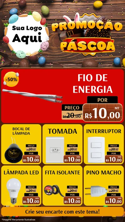 Modelo de Rede Social para Stories com o tema Promoção Páscoa para Materiais Elétricos