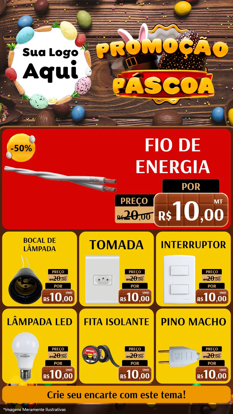 Modelo de Rede Social para Stories com o tema Promoção Páscoa para Materiais Elétricos