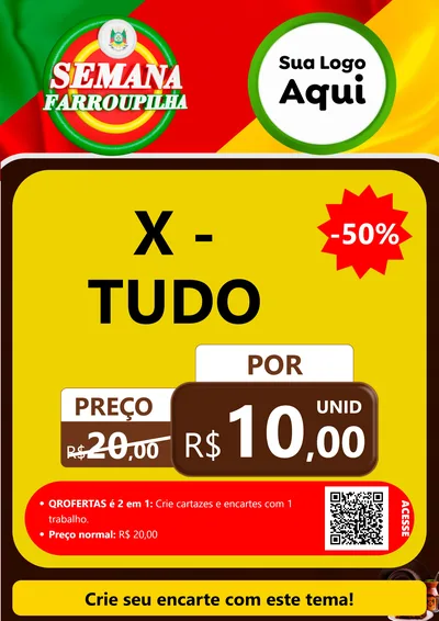 Modelo de Cartaz para Cartaz A4 Vertical com o tema Semana Farroupilha para Hamburgueria