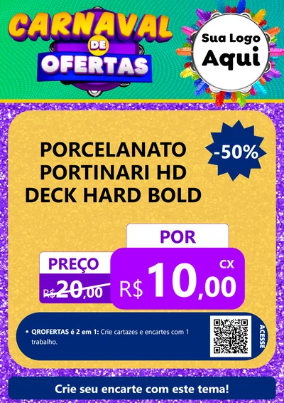 Modelo de Cartaz para Cartaz A4 Vertical com o tema Carnaval de Ofertas para Pisos e revestimentos