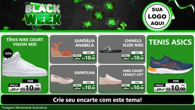 Modelo de TV para TV Horizontal com o tema Black Week para Calçados
