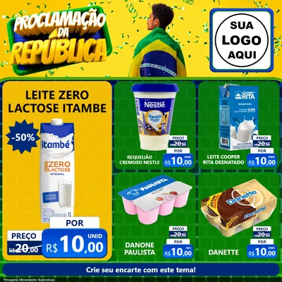 Modelo de Rede Social para Feed Facebook com o tema Proclamação da República para Frios e Laticínios