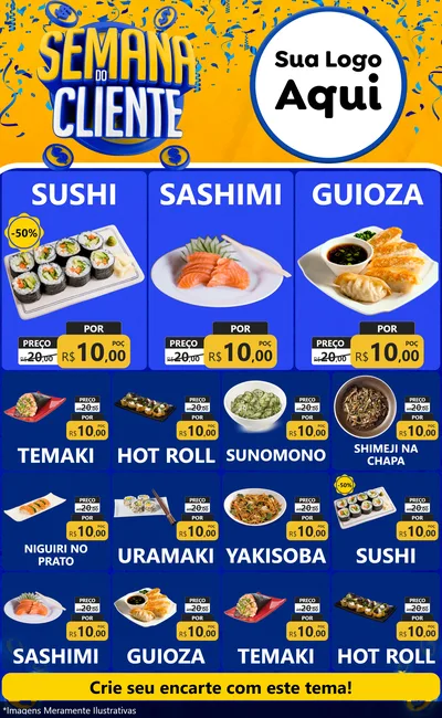 Modelo de Encarte para Encarte Grande com o tema Semana do Cliente para Comida japonesa