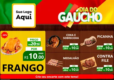 Modelo de Encarte para Encarte A4 Horizontal com o tema Dia do Gaúcho para Assados