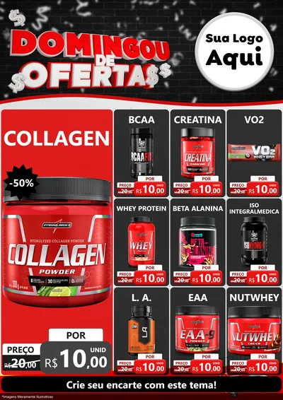 Modelo de Encarte para Encarte A4 Vertical com o tema Domingou de Ofertas para Suplementos alimentares