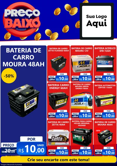 Modelo de Encarte para Encarte A4 Vertical com o tema Preço Baixo para Baterias Elétricas
