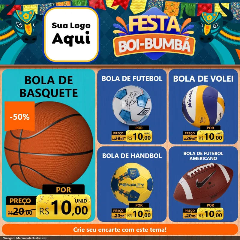 Modelo de Rede Social para Feed Facebook com o tema Festa Boi Bumbá para Artigos Esportivos