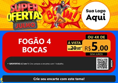 Modelo de Cartaz para Cartaz A4 Horizontal com o tema Super Ofertas Julho para Móveis e Eletro