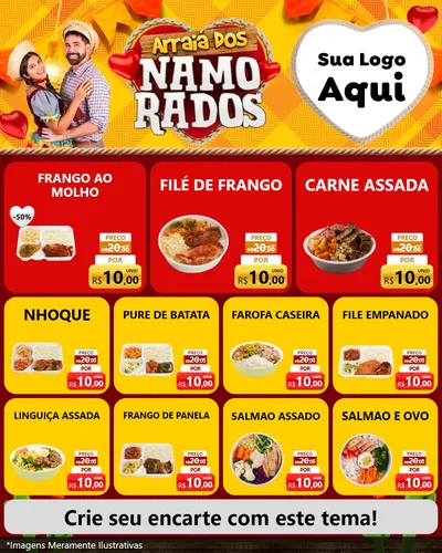 Modelo de Rede Social para Feed Instagram com o tema Arraiá dos Namorados para Restaurante