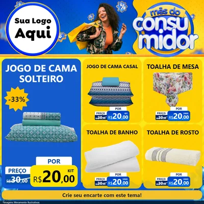 Modelo de Rede Social para Feed Facebook com o tema Mês do Consumidor para Cama, Mesa e Banho
