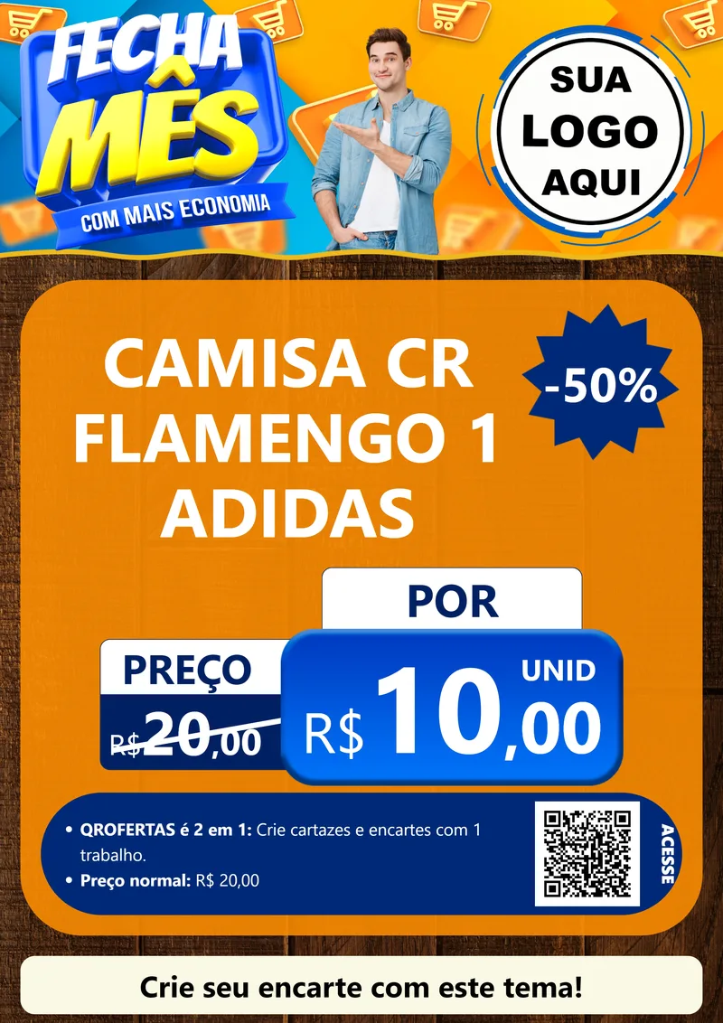 Modelo de Cartaz para Cartaz A4 Vertical com o tema Fecha Mês Com Mais Economia para Roupas e acessórios