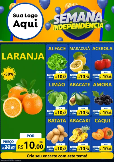 Modelo de Encarte para Encarte A4 Vertical com o tema Semana da Independência para Hortifrúti