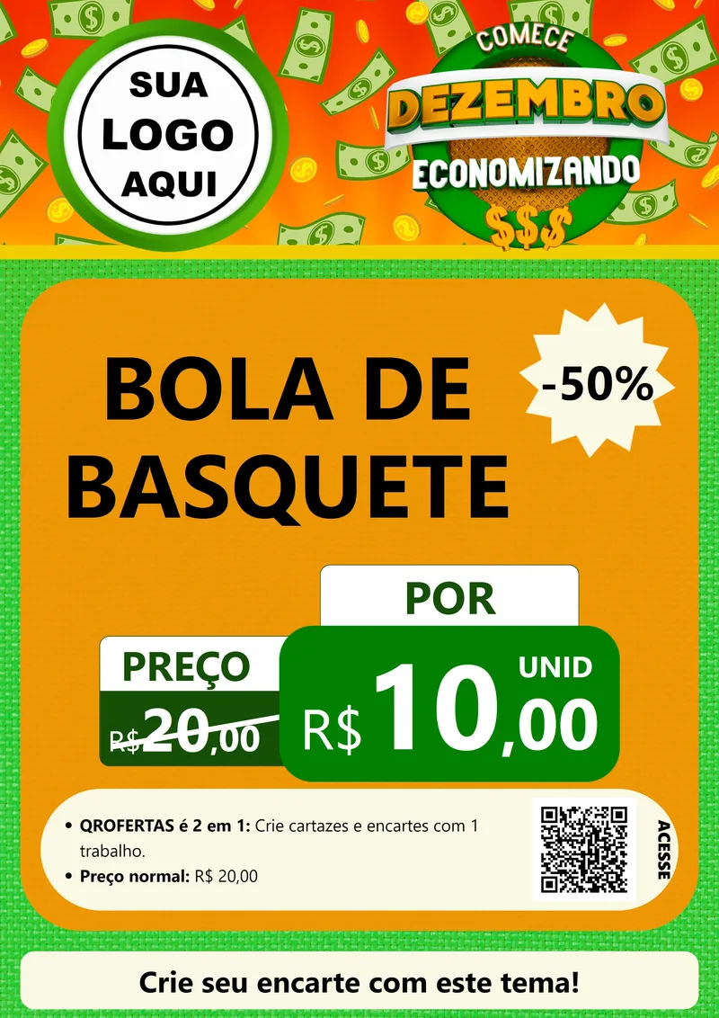 Modelo de Cartaz para Cartaz A4 Vertical com o tema Comece Dezembro Economizando para Artigos Esportivos