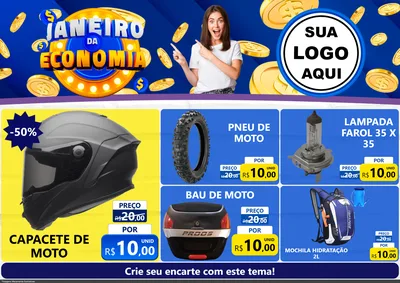 Modelo de Encarte para Encarte A4 Horizontal com o tema Janeiro da Economia para Moto peças