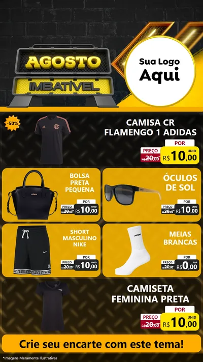 Modelo de TV para TV Vertical com o tema Agosto Imbatível para Roupas e acessórios