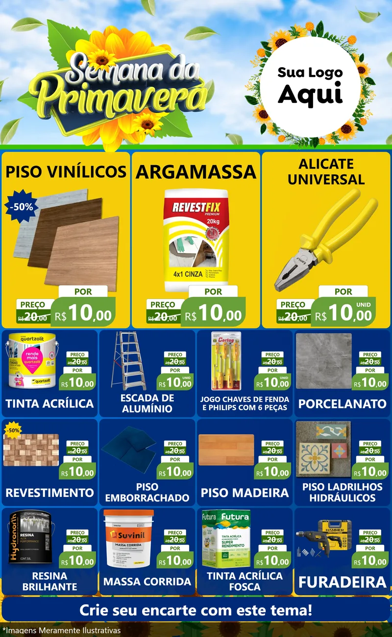 Modelo de Encarte para Encarte Grande com o tema Semana da Primavera para Material para Construção