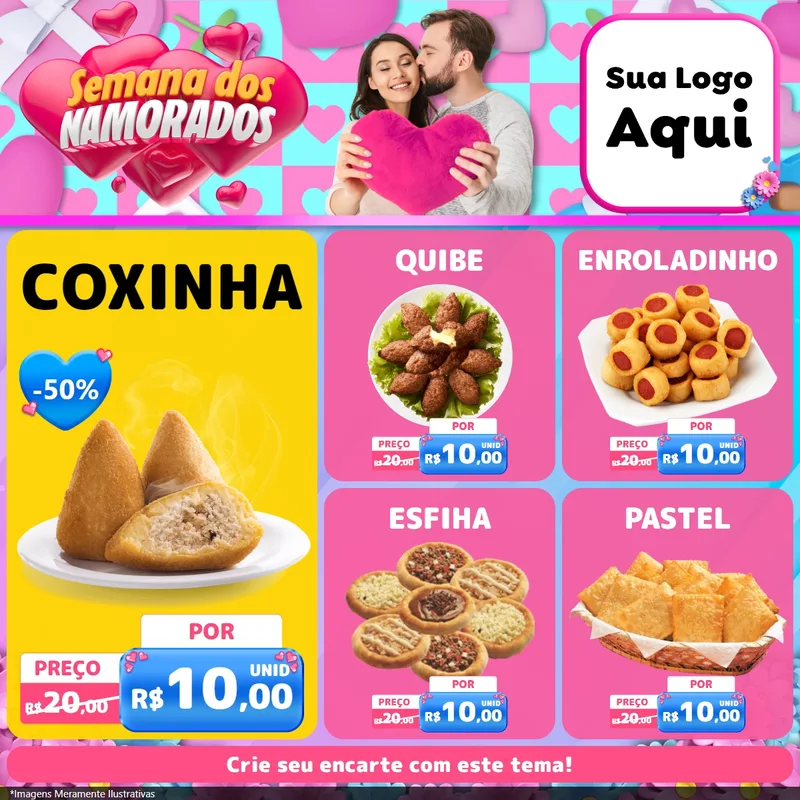 Modelo de Rede Social para Feed Facebook com o tema Semana dos Namorados para Salgadaria