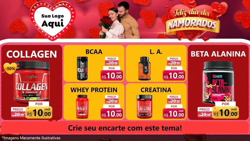 Modelo de TV para TV Horizontal com o tema Feliz Dia Dos Namorados para Suplementos alimentares