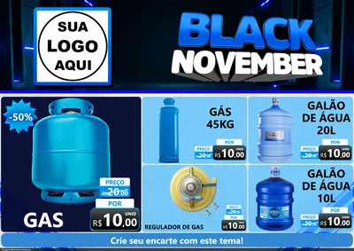 Modelo de Encarte para Encarte A4 Horizontal com o tema Black November para Água e gás