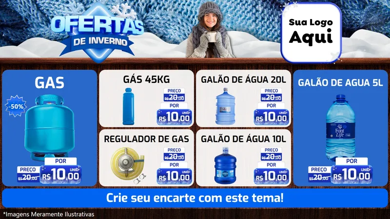 Modelo de TV para TV Horizontal com o tema Ofertas de Inverno para Água e gás
