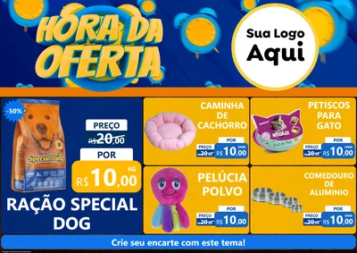 Modelo de Encarte para Encarte A4 Horizontal com o tema Hora da Oferta para Pet Shop