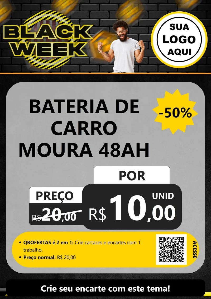 Modelo de Cartaz para Cartaz A4 Vertical com o tema Black Week para Baterias Elétricas