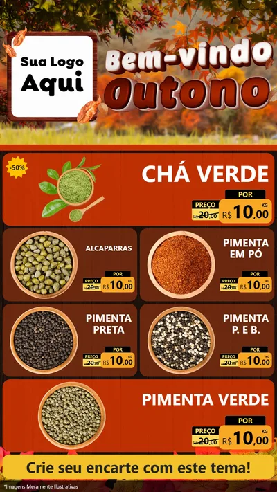 Modelo de TV para TV Vertical com o tema Bem-vindo Outono para Produtos Naturais