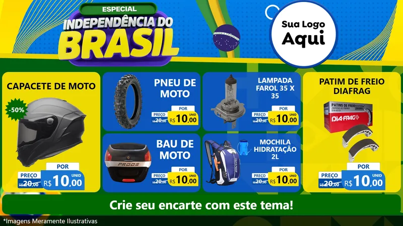 Modelo de TV para TV Horizontal com o tema Especial Independência do Brasil para Moto peças
