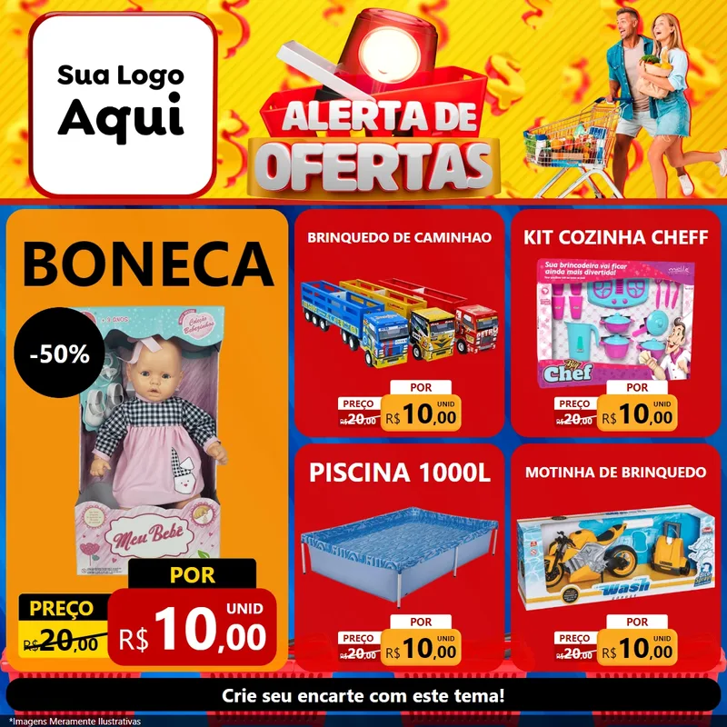 Modelo de Rede Social para Feed Facebook com o tema Alerta de Ofertas para Brinquedos