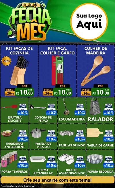 Modelo de Encarte para Encarte Grande com o tema Operação Fecha Mês para Utilidades Domésticas